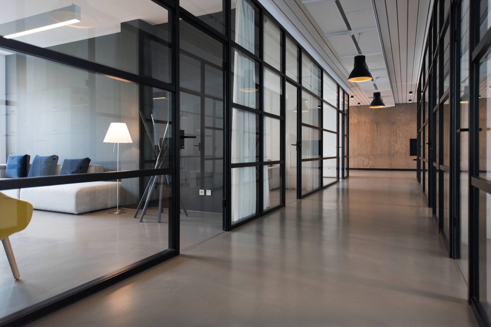 Commercial building hallway